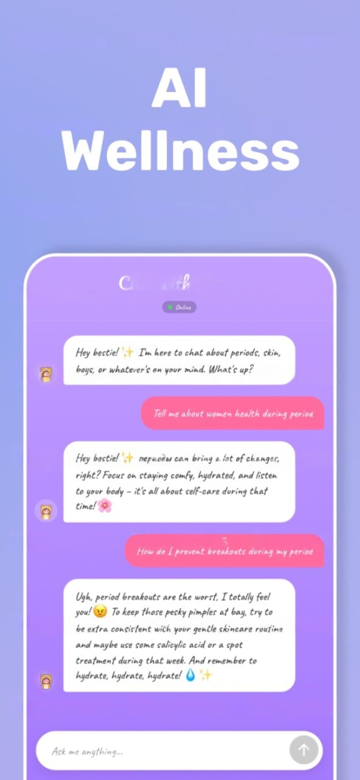 Daphne AI wellness chat screen