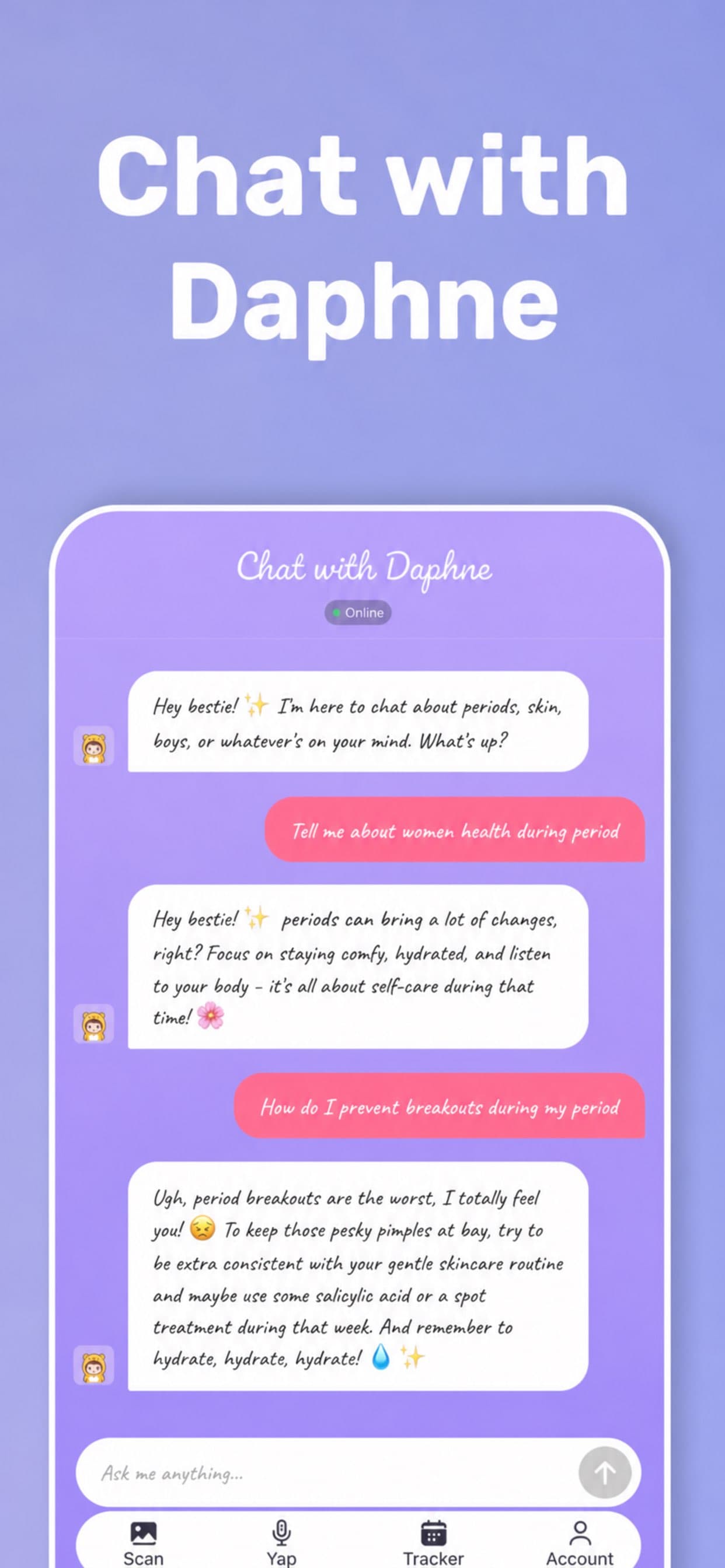 Daphne AI chat with Daphne screen